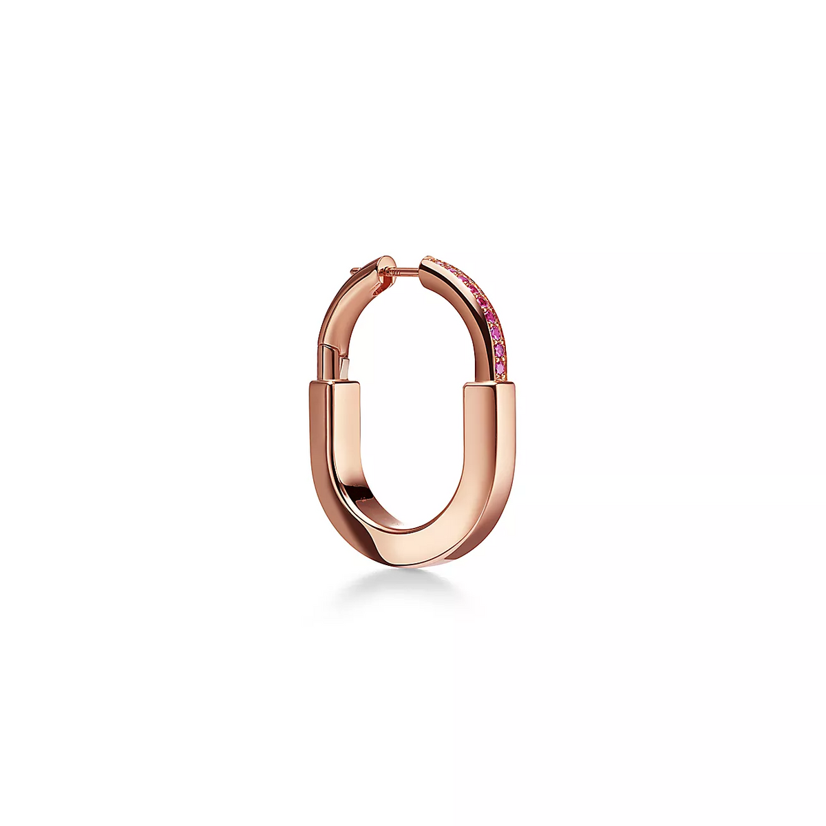 Tiffany Lock Medium Pink Cubic Zirconia Pink Gold Earrings