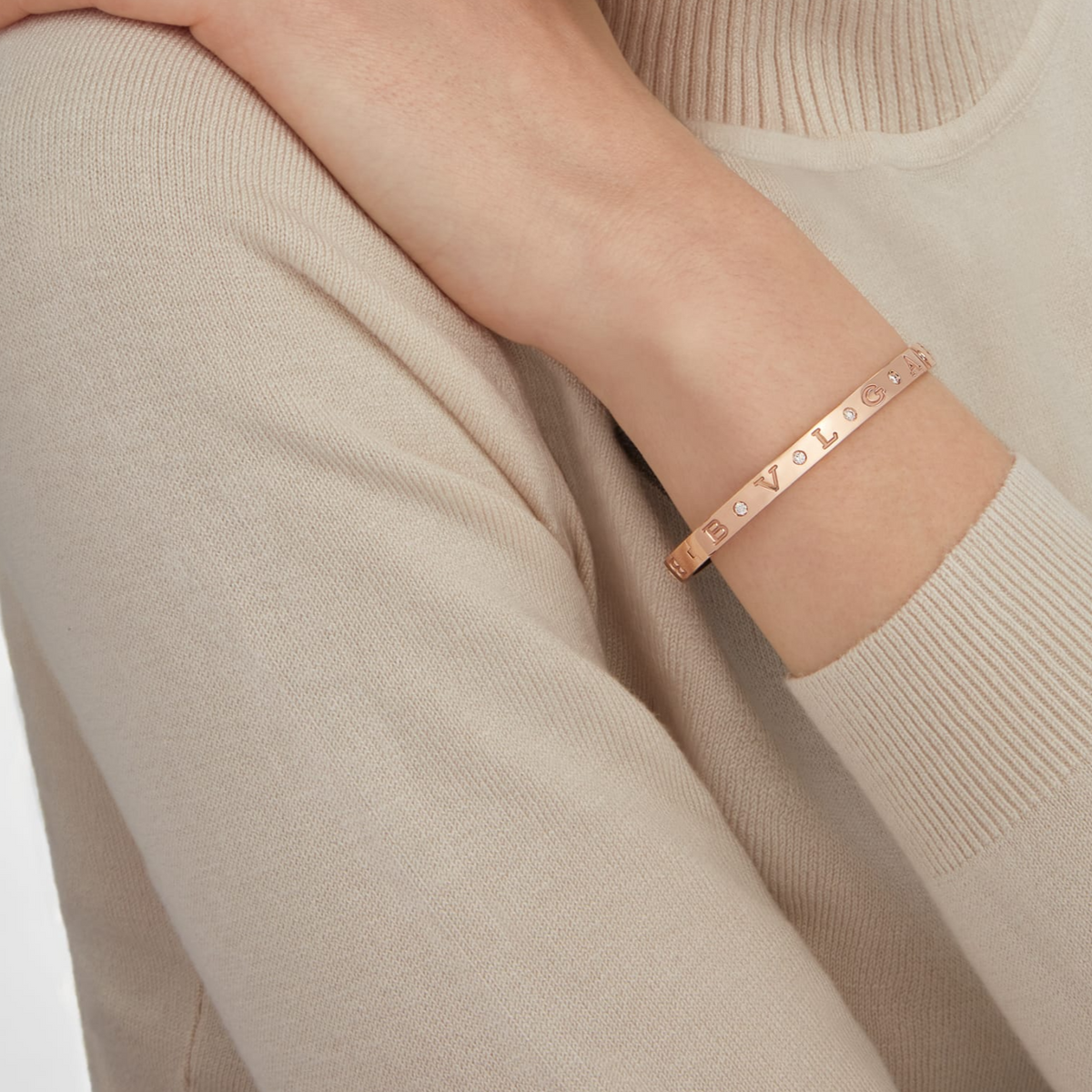 Bvlgari Zero 1 Pink Gold 12 Diamonds Bracelet